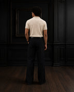 Textured Open-Placket Short-Sleeve Knitted Polo T-Shirt in Ecru