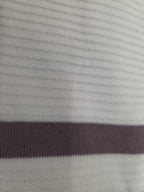 Retro Chest-Striped Fine Gauge Knit Polo T-shirt in Off-White & Burgundy