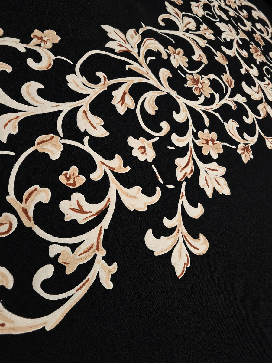 Men's Vintage Floral Filigree Streetwear Oversized Drop-Shoulder Tee