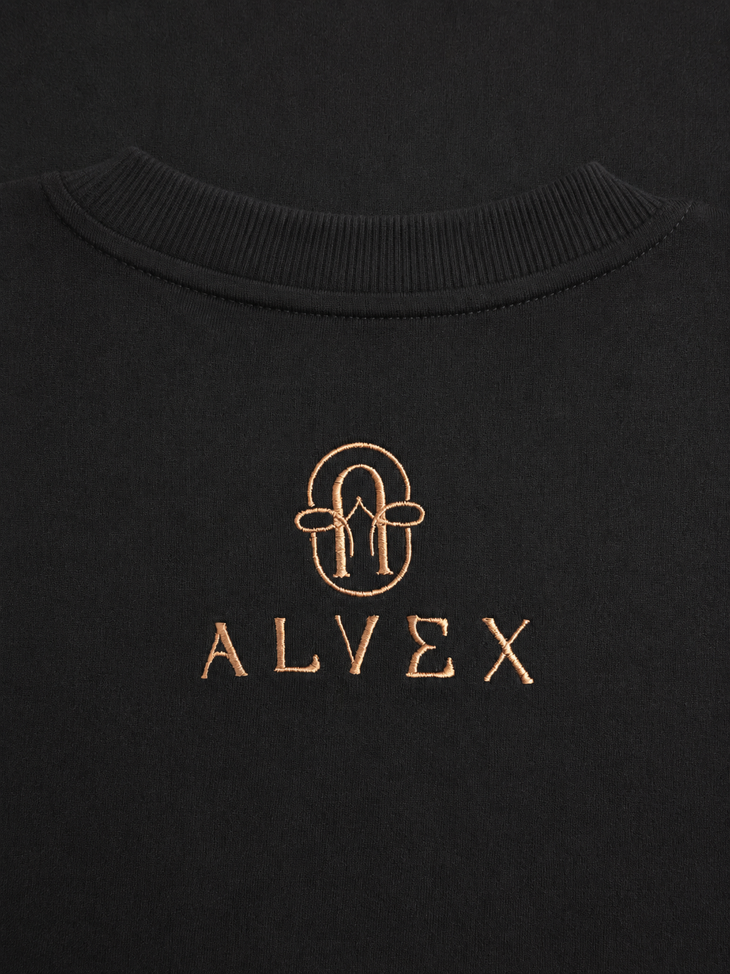 Black Heavyweight Cotton Drop-Shoulder Tee with Aztec Mask Embroidery