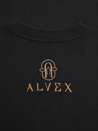 Black Heavyweight Cotton Drop-Shoulder Tee with Aztec Mask Embroidery