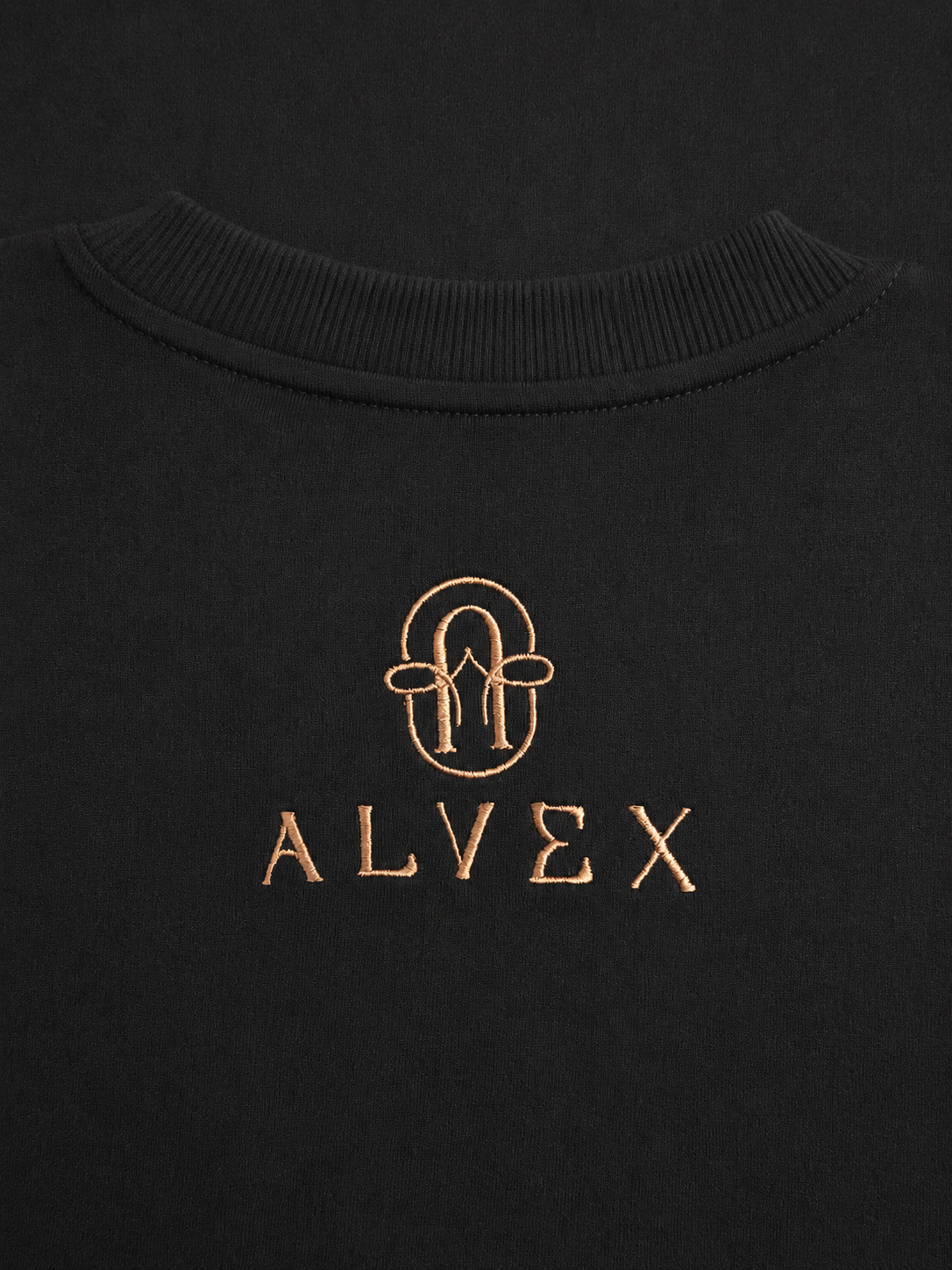 Black Heavyweight Cotton Drop-Shoulder Tee with Aztec Mask Embroidery